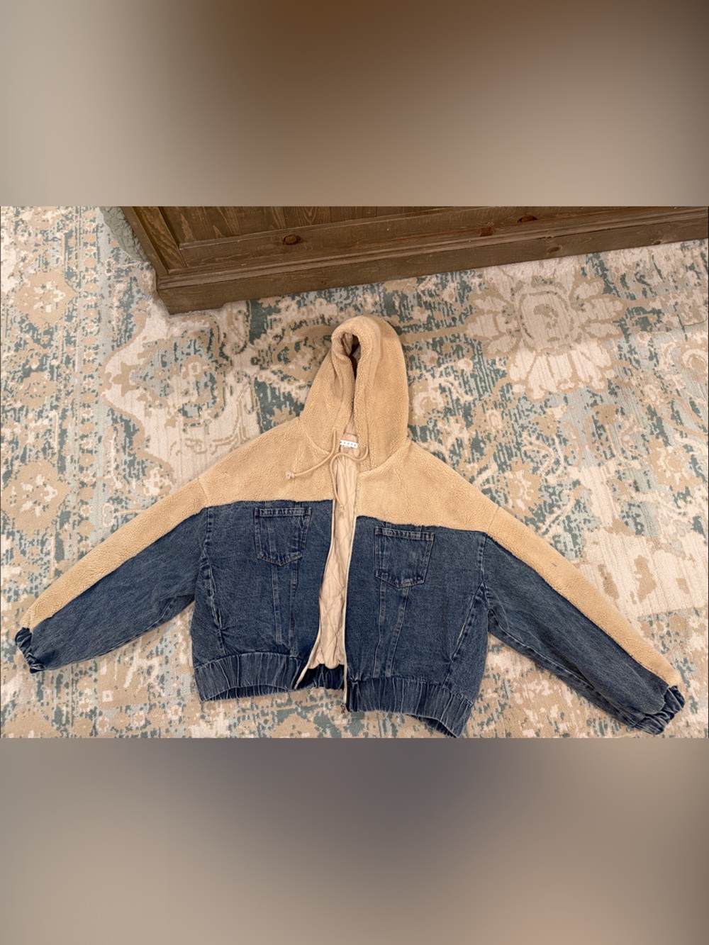 HYFVE Beige Sherpa & Blue Denim Hooded Jacket